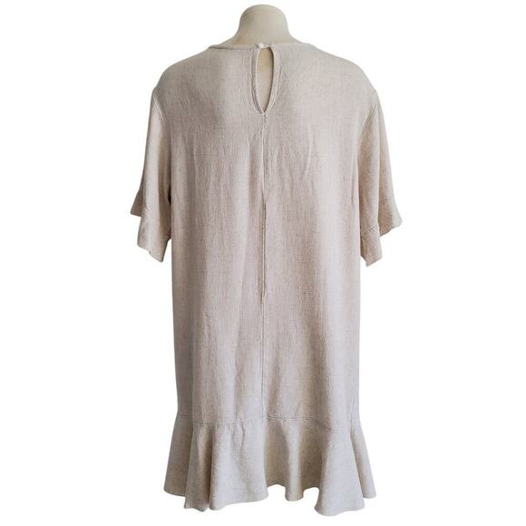 Linen Cotton Blend Dress Loose Fitting Oversized Natural Unbleached Color Size S - Picture 5 of 16
